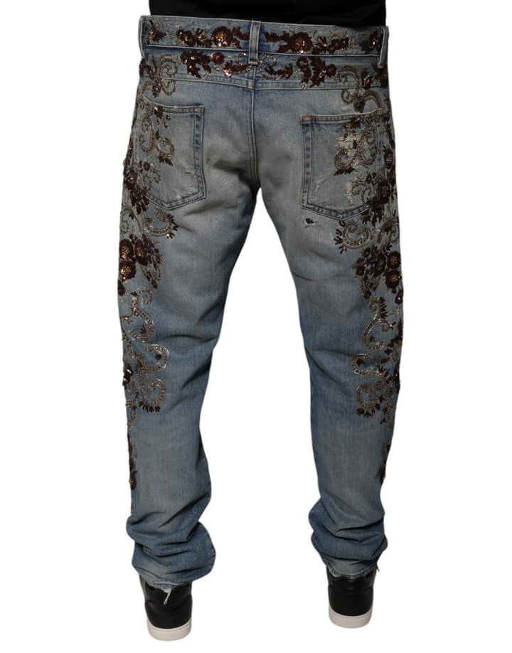 Dolce &amp; Gabbana Light Blue Embroidered Skinny Denim Jeans