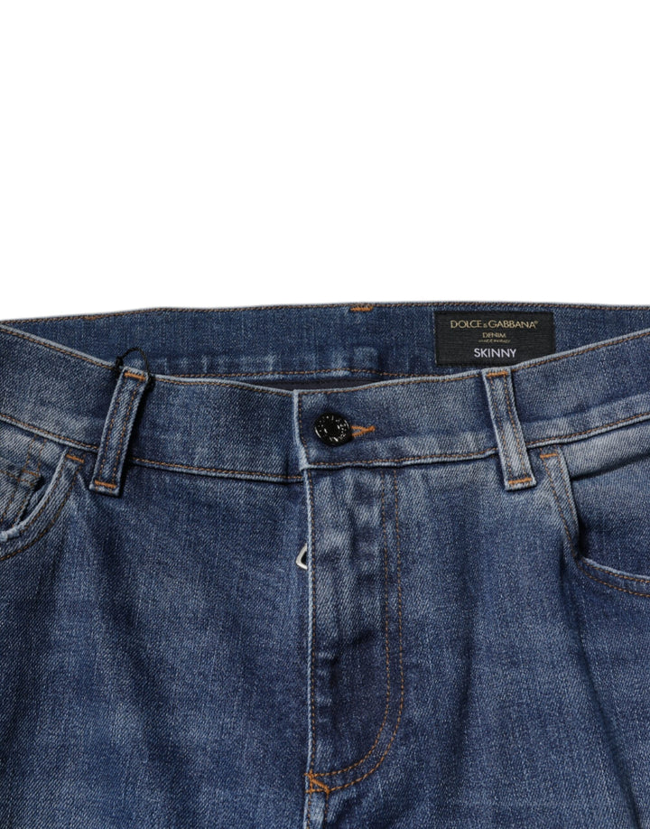 Jean skinny en coton bleu déchiré Dolce &amp;amp; Gabbana