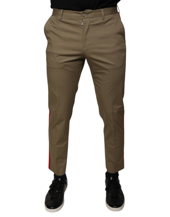 Dolce &amp; Gabbana Brown Logo Men Casual Tapered Pants