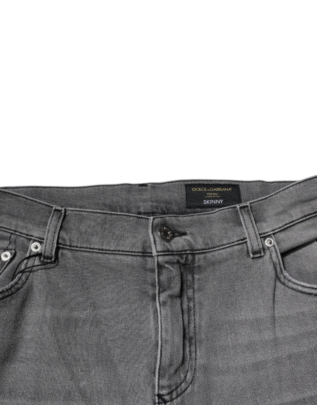 Dolce &amp; Gabbana Gray Graphic Print Cotton Skinny Denim Jeans