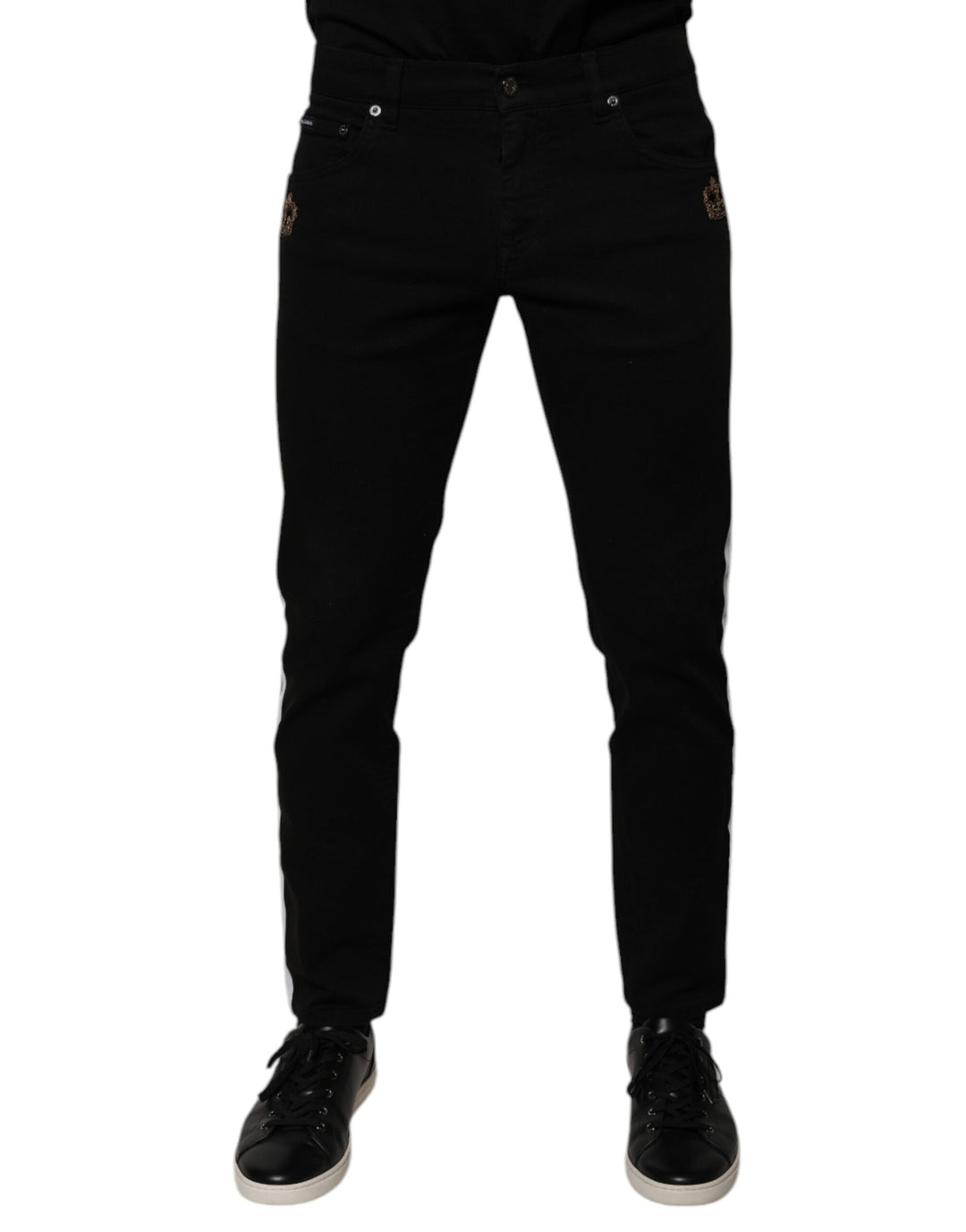 Dolce &amp; Gabbana Black Crown White Lining Skinny Denim Jeans