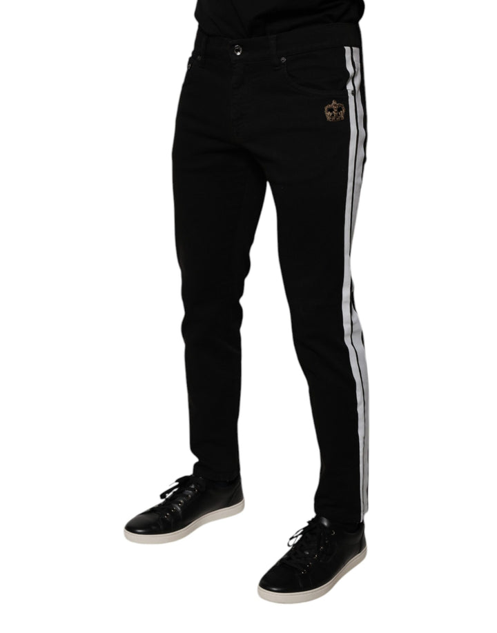 Dolce &amp; Gabbana Black Crown White Lining Skinny Denim Jeans