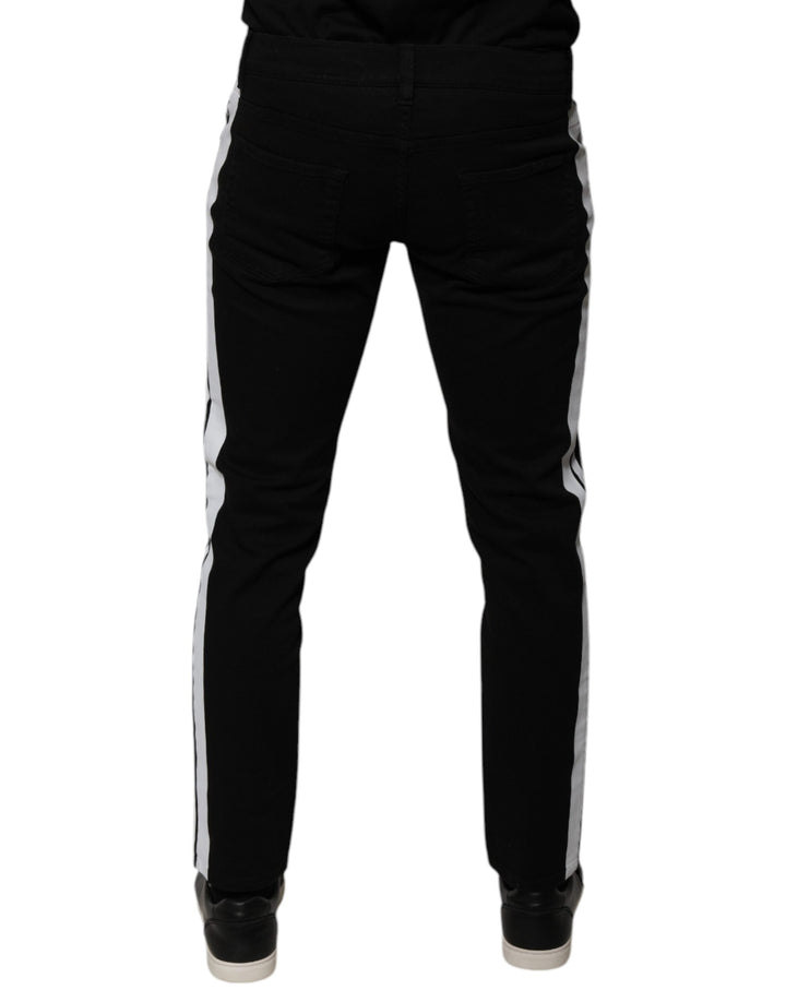 Dolce &amp; Gabbana Black Crown White Lining Skinny Denim Jeans
