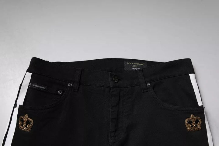 Dolce &amp; Gabbana Black Crown White Lining Skinny Denim Jeans