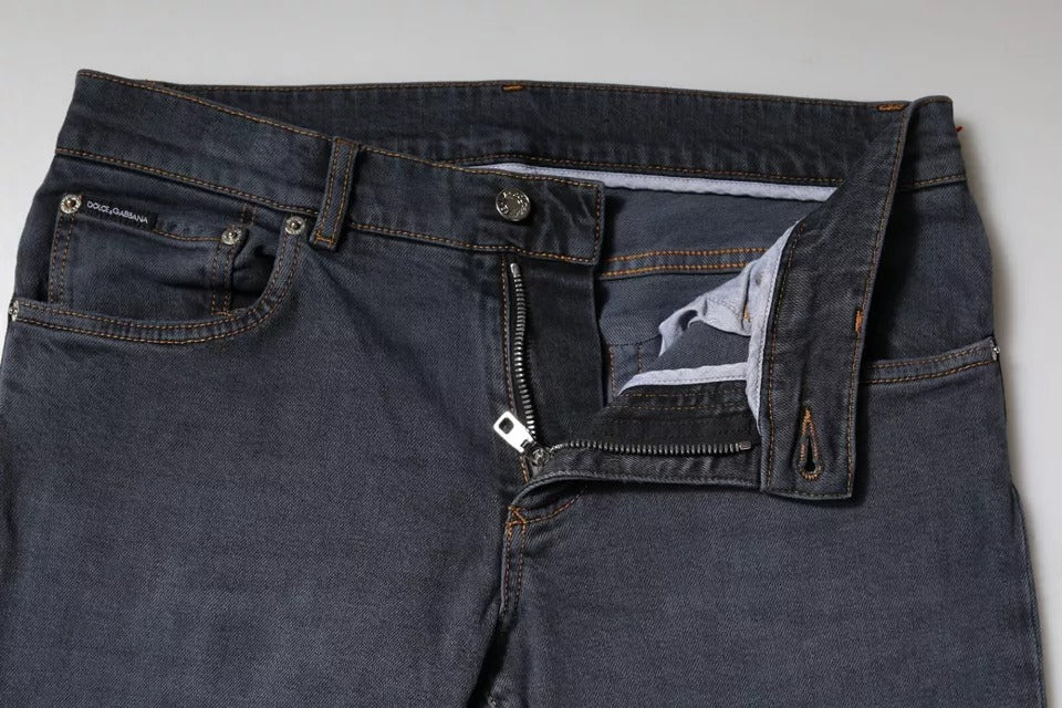 Dolce &amp; Gabbana Dark Gray Cotton Skinny Denim Jeans