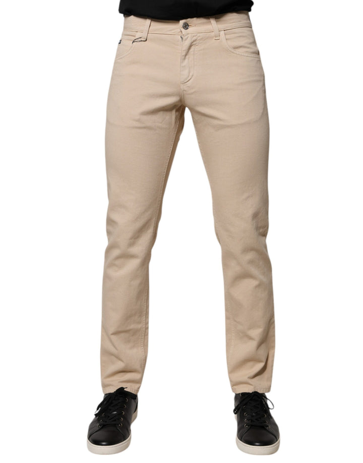 Jean en denim beige extensible pour homme Dolce &amp;amp; Gabbana
