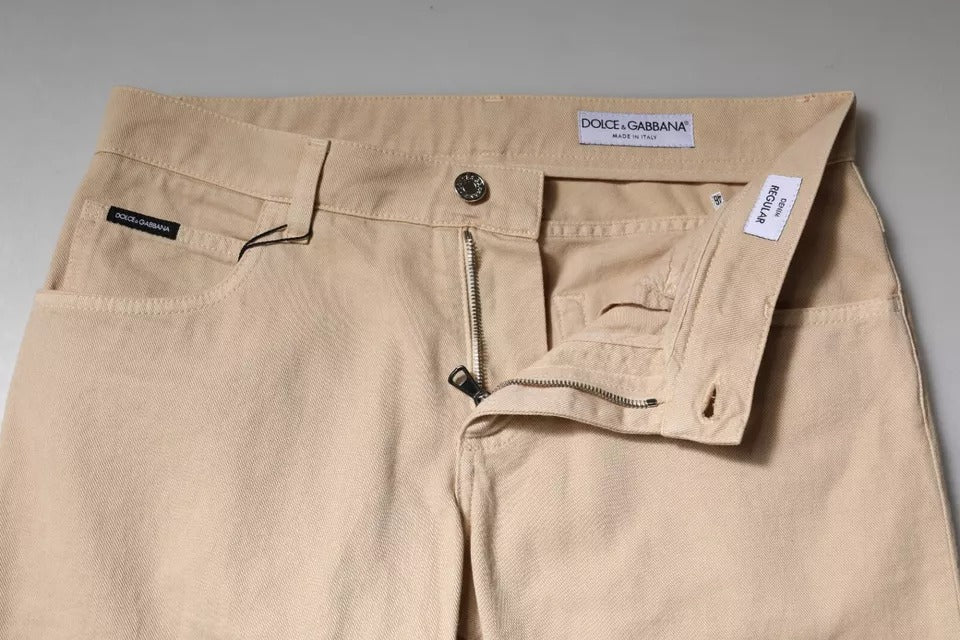 Jean en denim beige extensible pour homme Dolce &amp;amp; Gabbana