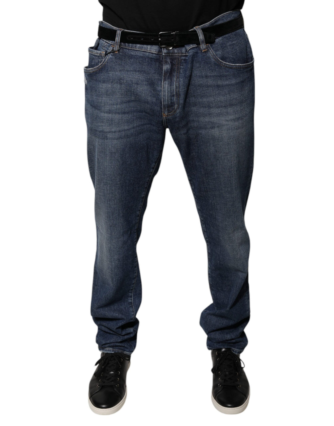 Jean skinny en coton bleu foncé avec logo Dolce &amp;amp; Gabbana
