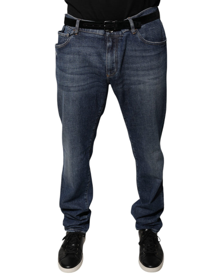 Jean skinny en coton bleu foncé avec logo Dolce &amp;amp; Gabbana