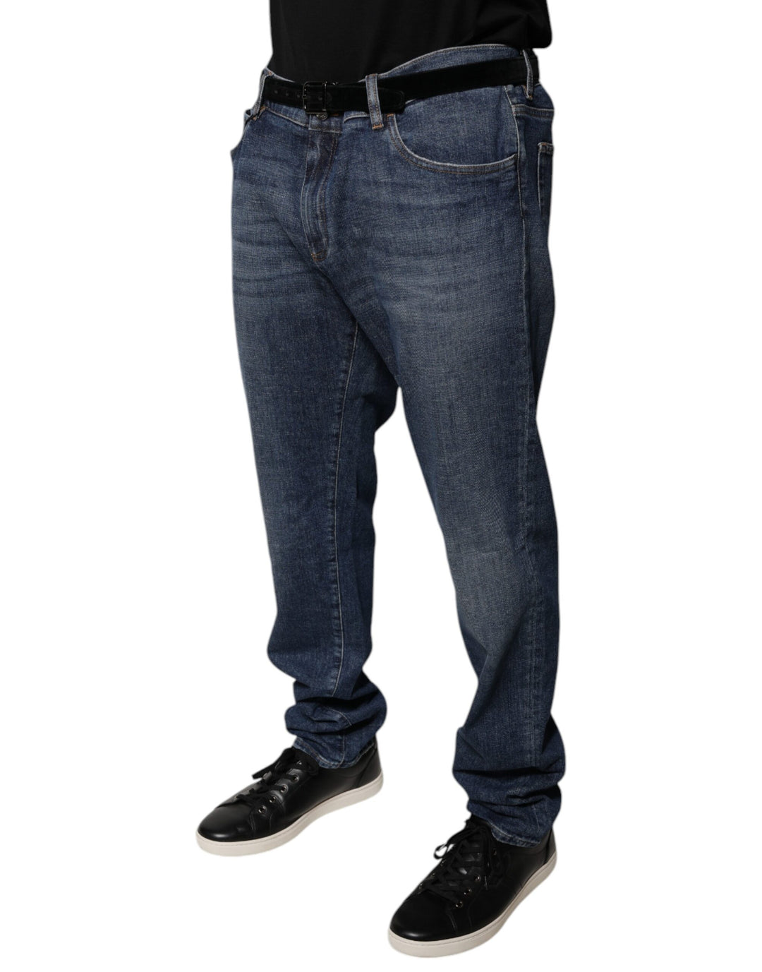 Jean skinny en coton bleu foncé avec logo Dolce &amp;amp; Gabbana