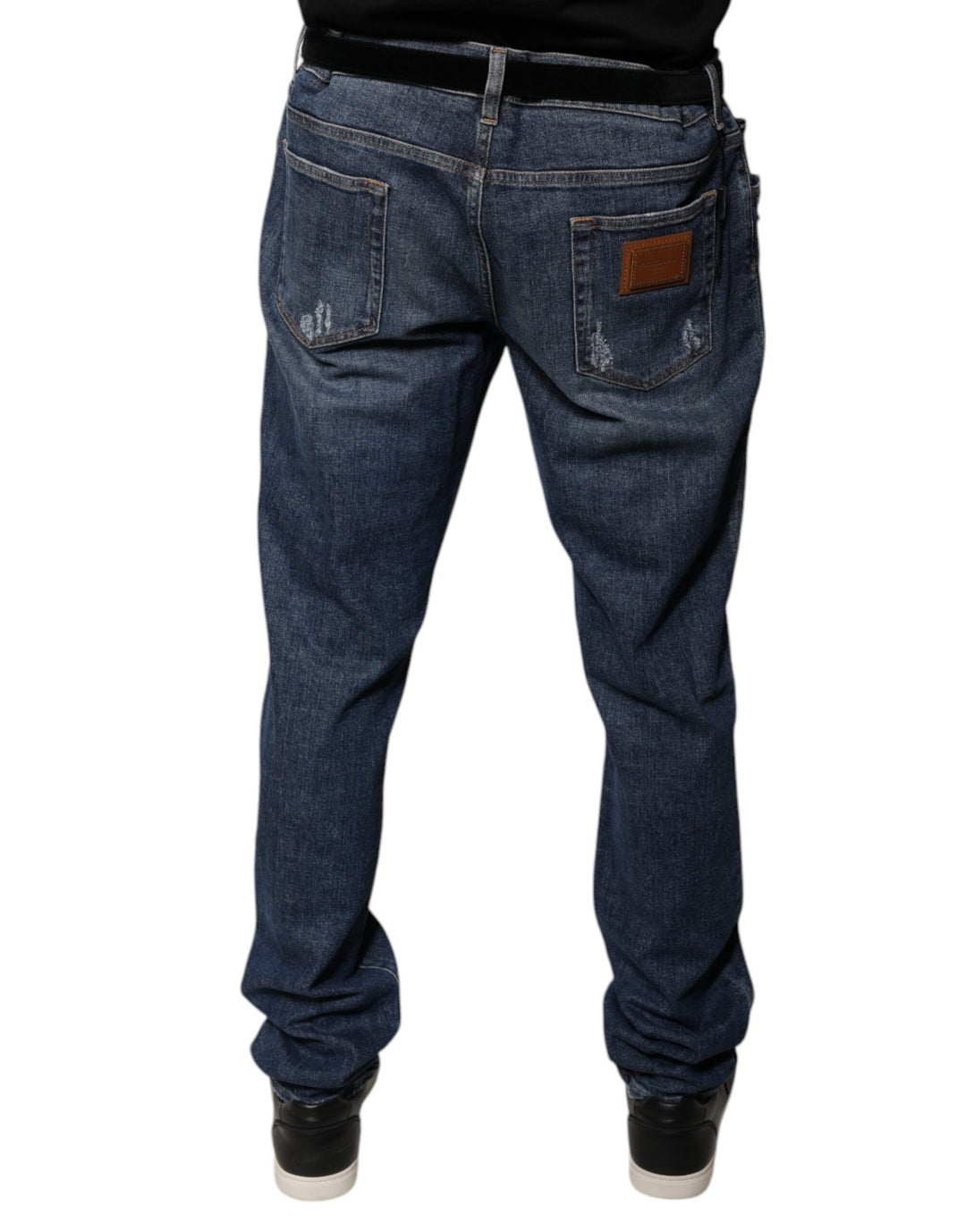 Jean skinny en coton bleu foncé avec logo Dolce &amp;amp; Gabbana