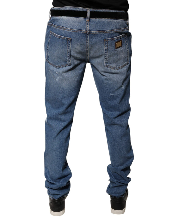 Dolce &amp; Gabbana Light Blue Cotton Men Skinny Denim Jeans