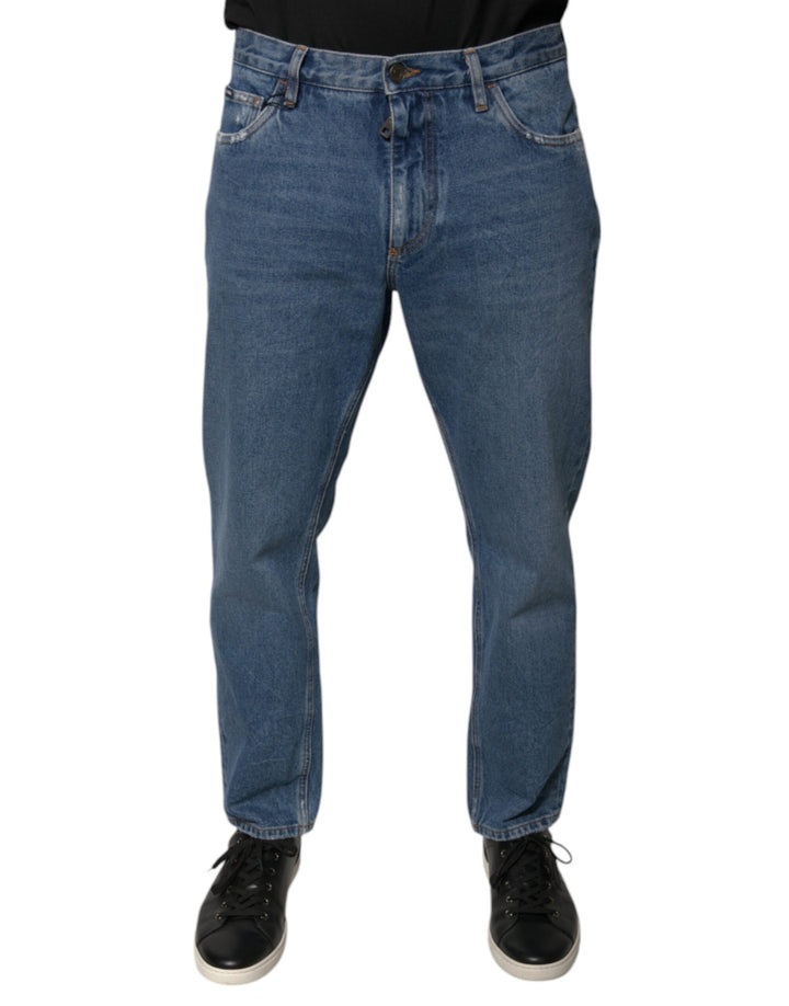 Jean ample en coton bleu avec logo Dolce &amp;amp; Gabbana pour homme
