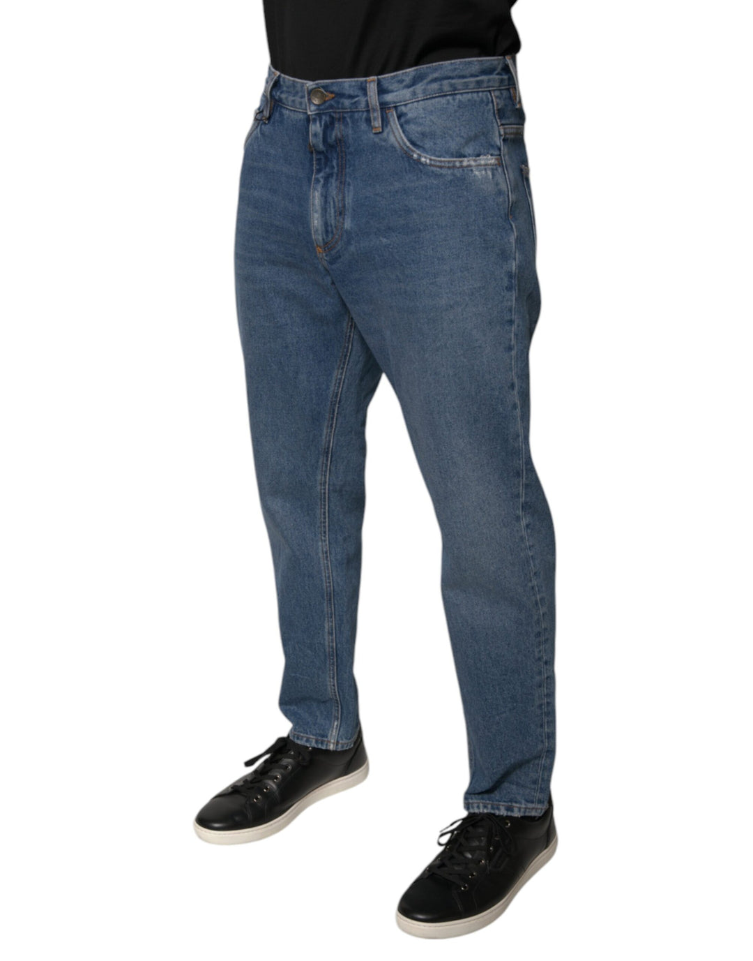Jean ample en coton bleu avec logo Dolce &amp;amp; Gabbana pour homme