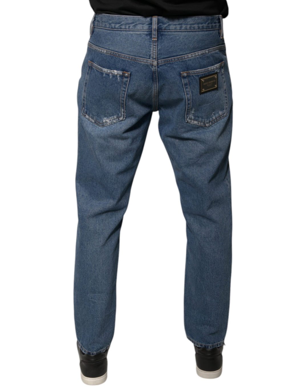 Jean ample en coton bleu avec logo Dolce &amp;amp; Gabbana pour homme