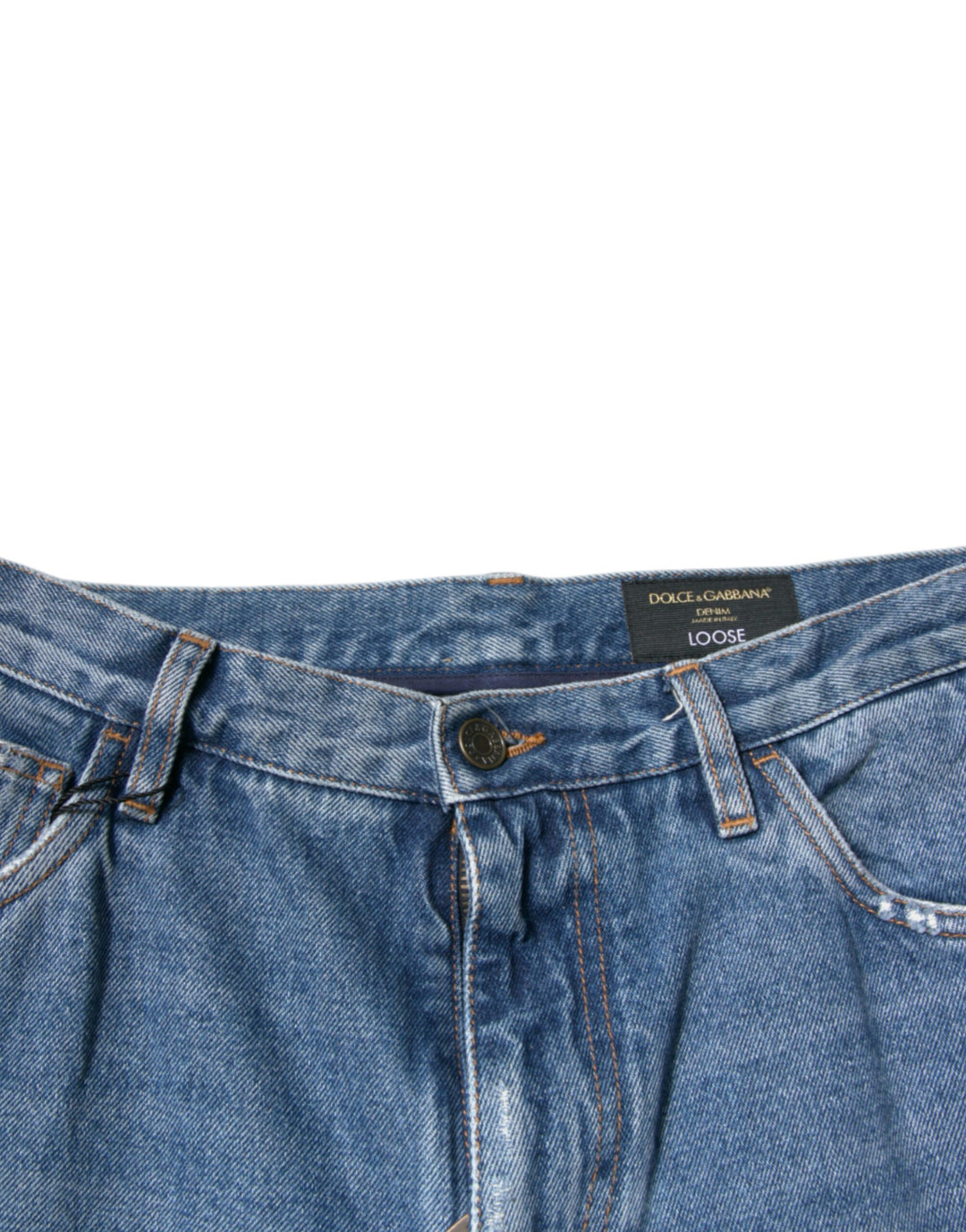 Jean ample en coton bleu avec logo Dolce &amp;amp; Gabbana pour homme