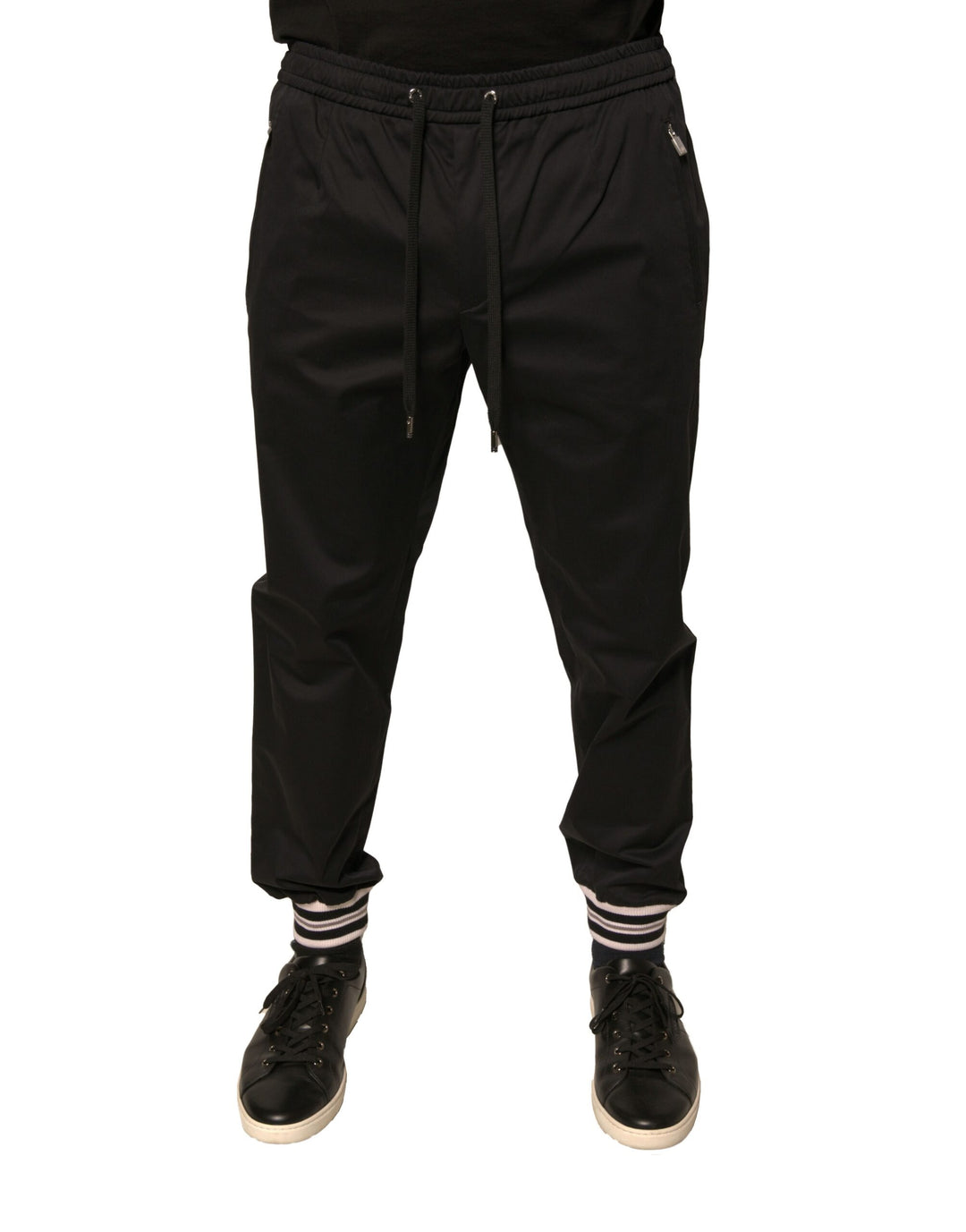 Dolce &amp; Gabbana Black Cotton Stretch Jogger Sweatpants Pants