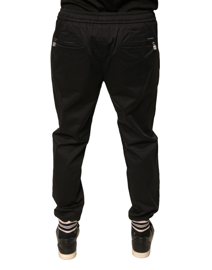 Dolce &amp; Gabbana Black Cotton Stretch Jogger Sweatpants Pants