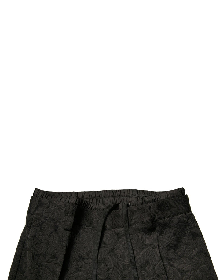 Dolce &amp; Gabbana Black Brocade Polyester Skinny Men Dress Pants