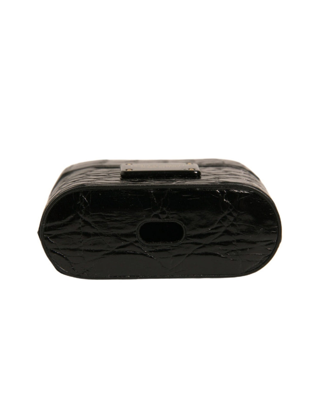Étui pour Airpods Dolce &amp;amp; Gabbana en cuir noir avec logo en métal