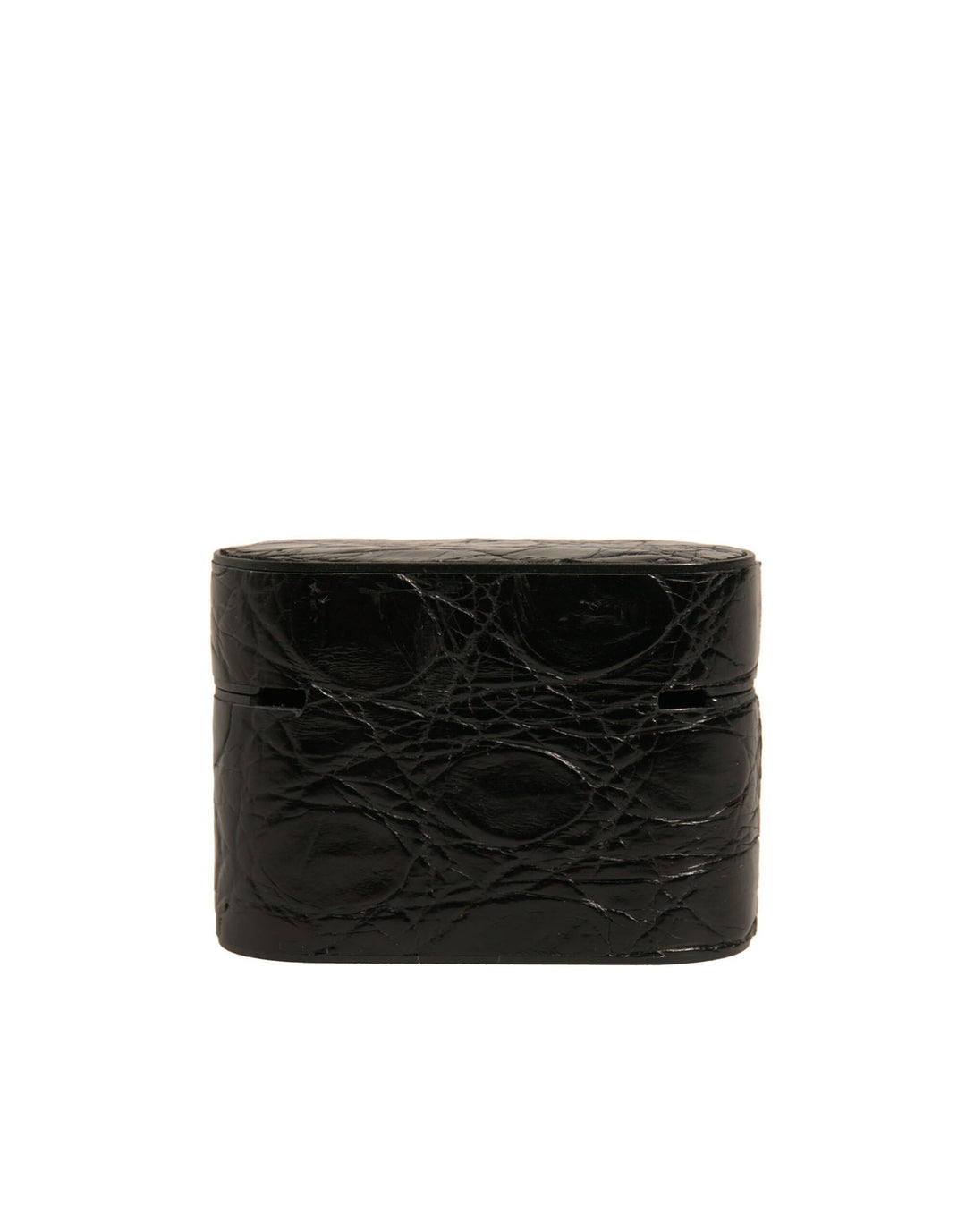 Dolce &amp; Gabbana Black Leather Metal Logo Plaque Holder Airpods Case