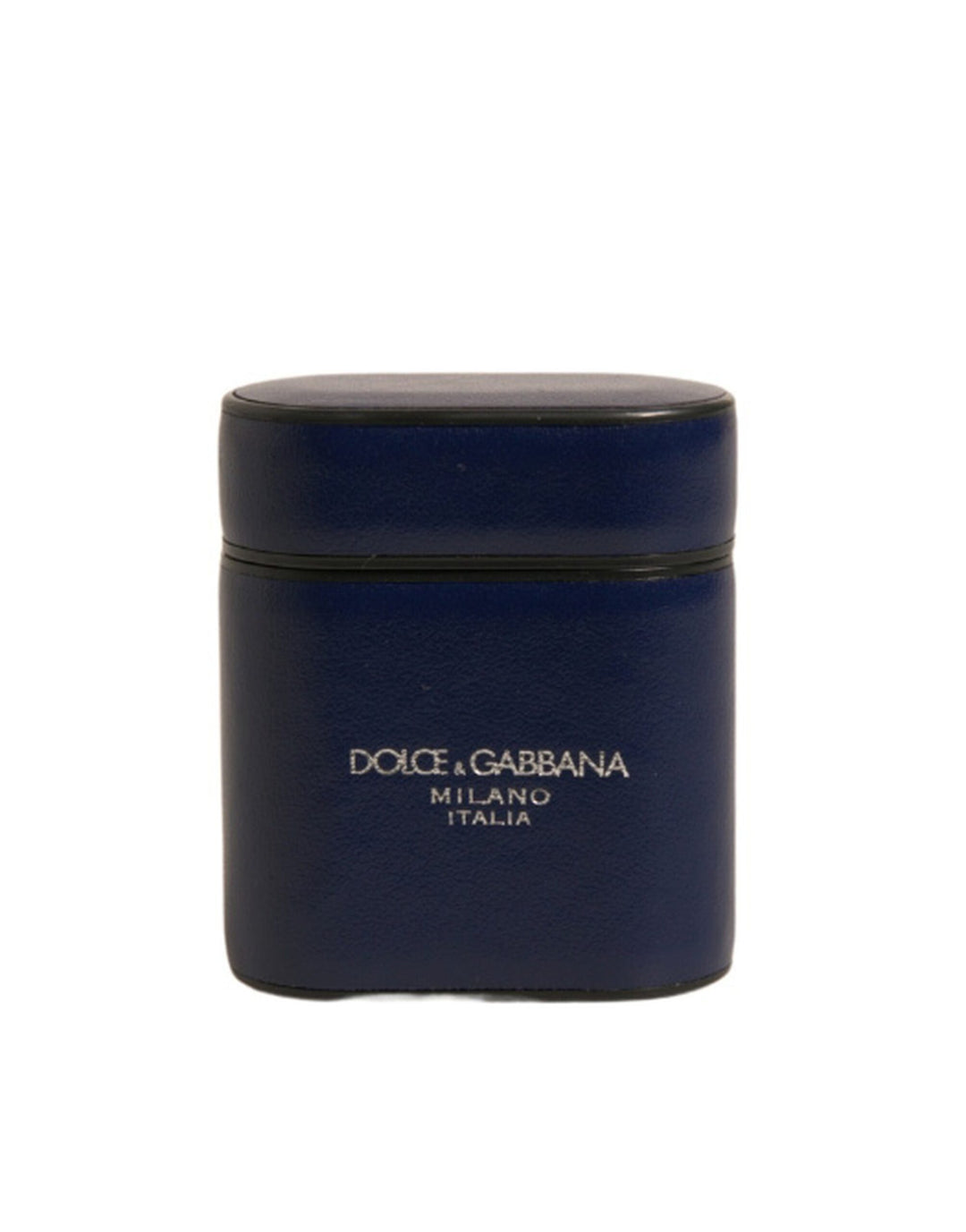 Dolce &amp; Gabbana Blue Leather Logo Print Flip Holder Airpods Case