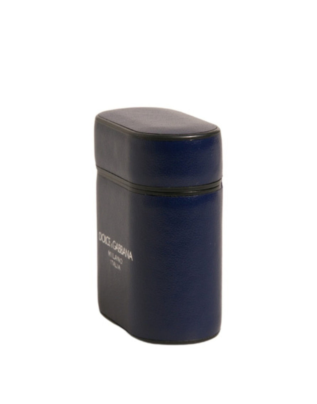Dolce &amp; Gabbana Blue Leather Logo Print Flip Holder Airpods Case