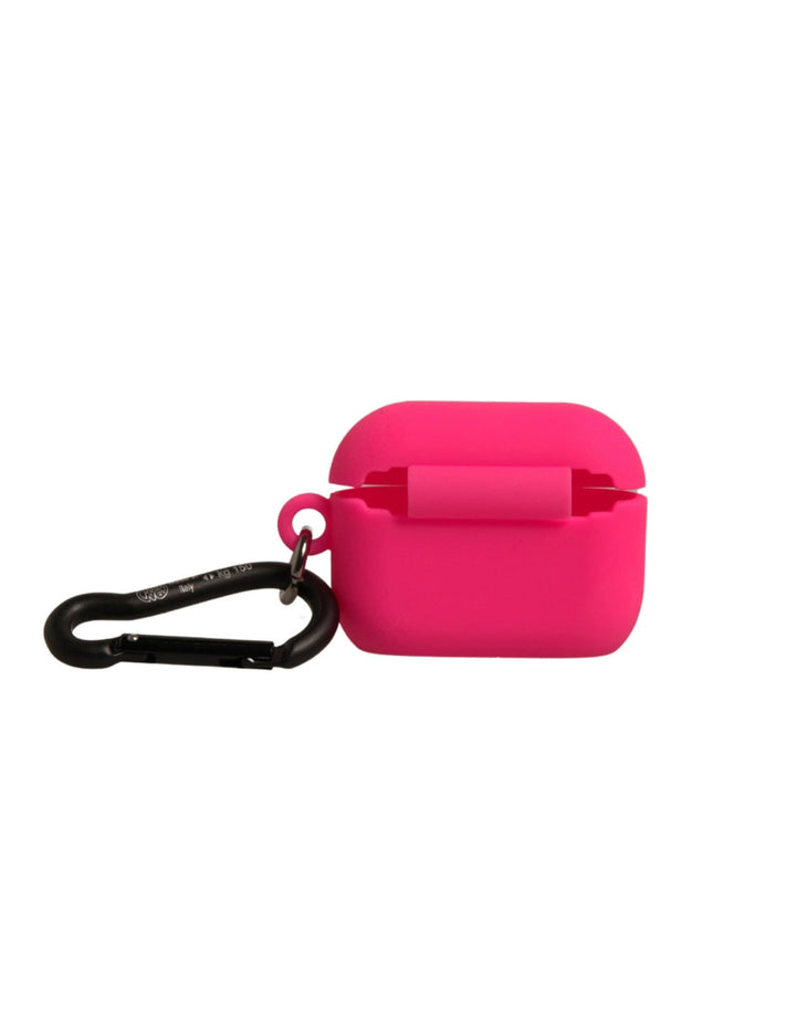 Étui pour Airpods Dolce &amp;amp; Gabbana en caoutchouc de silicone rose avec logo en relief
