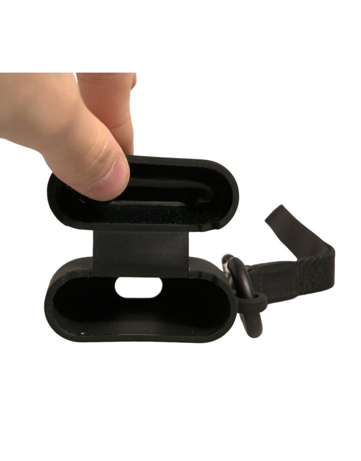 Étui pour Airpods Dolce &amp;amp; Gabbana en caoutchouc de silicone noir avec logo en relief