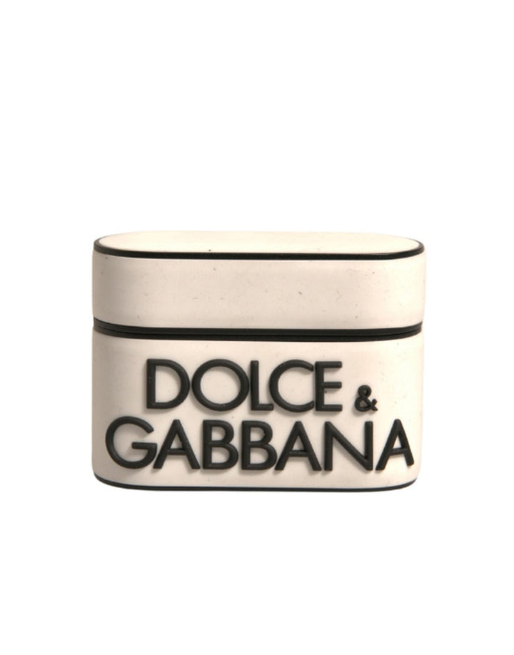 Étui pour Airpods Dolce &amp; Gabbana en PVC blanc avec logo en relief