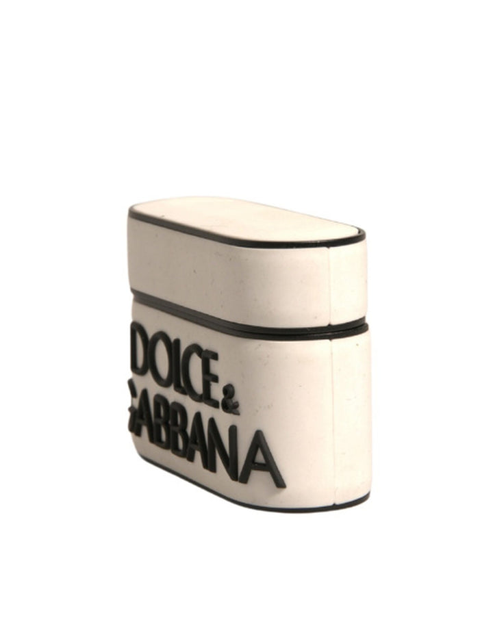 Étui pour Airpods Dolce &amp; Gabbana en PVC blanc avec logo en relief