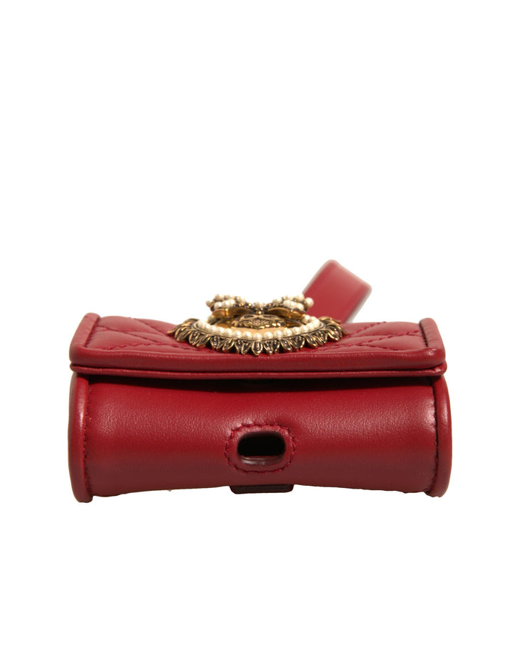 Étui pour Airpods Dolce &amp;amp; Gabbana en cuir noir avec sangle en forme de cœur