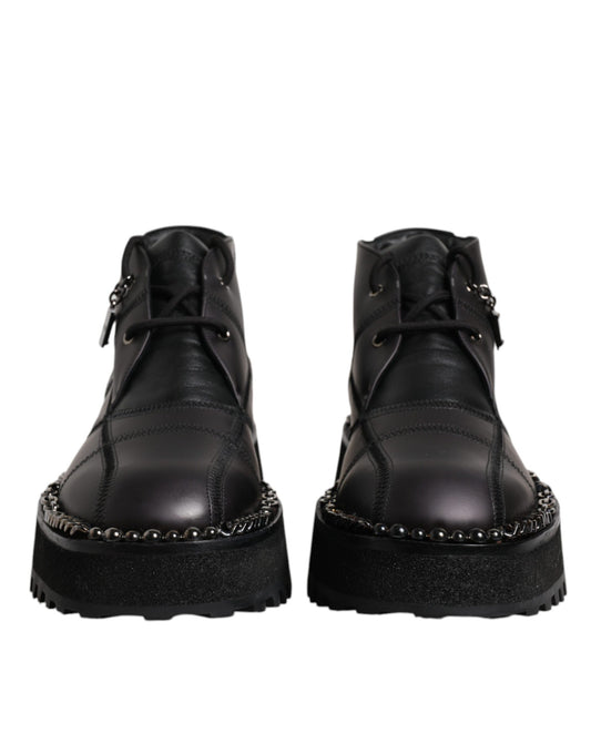 Bottines à lacets en cuir noir Dolce &amp; Gabbana