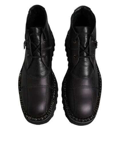 Botines con cordones de cuero negro de Dolce &amp; Gabbana