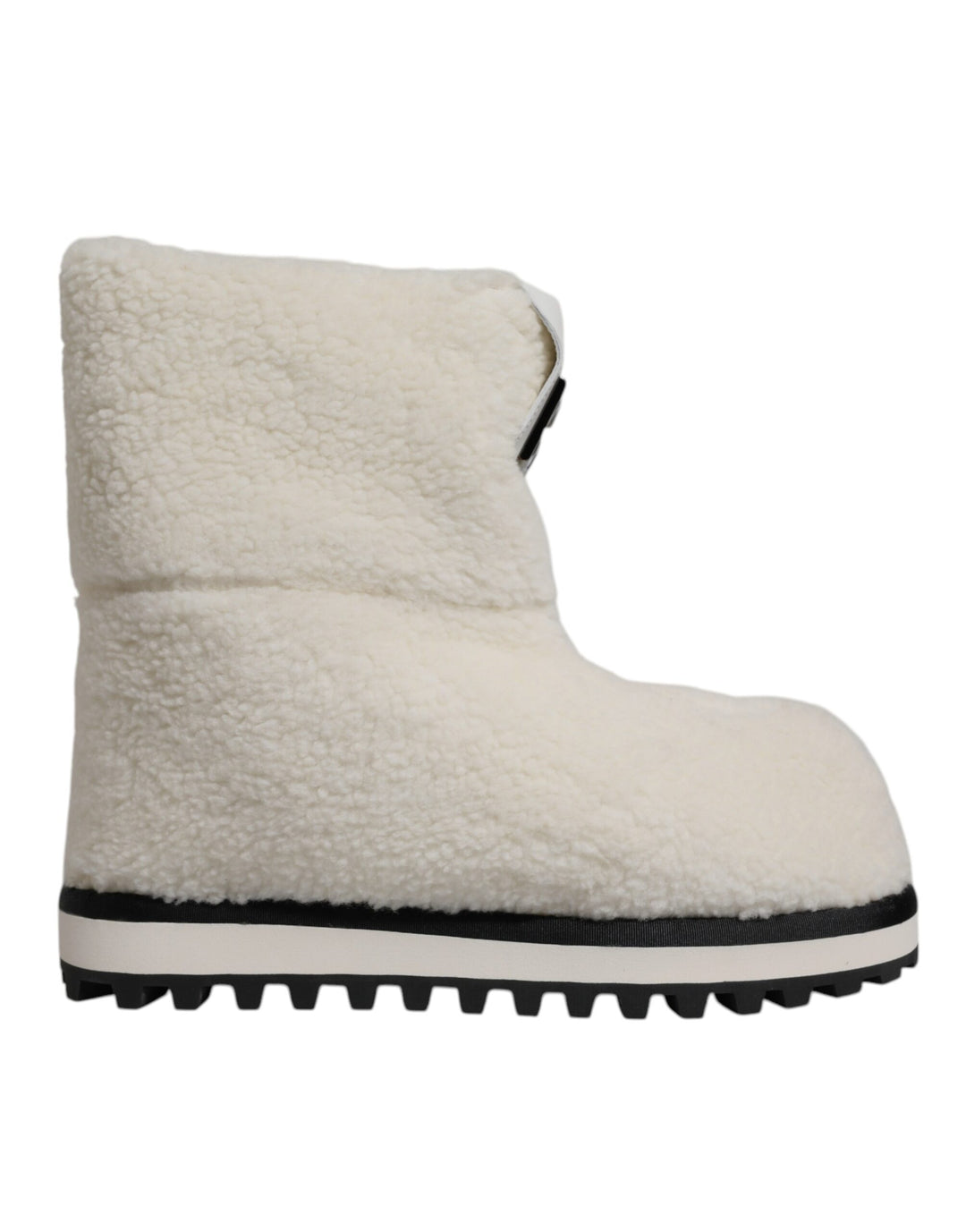 Bottes mi-mollet rembourrées blanches à logo en peluche Dolce &amp; Gabbana