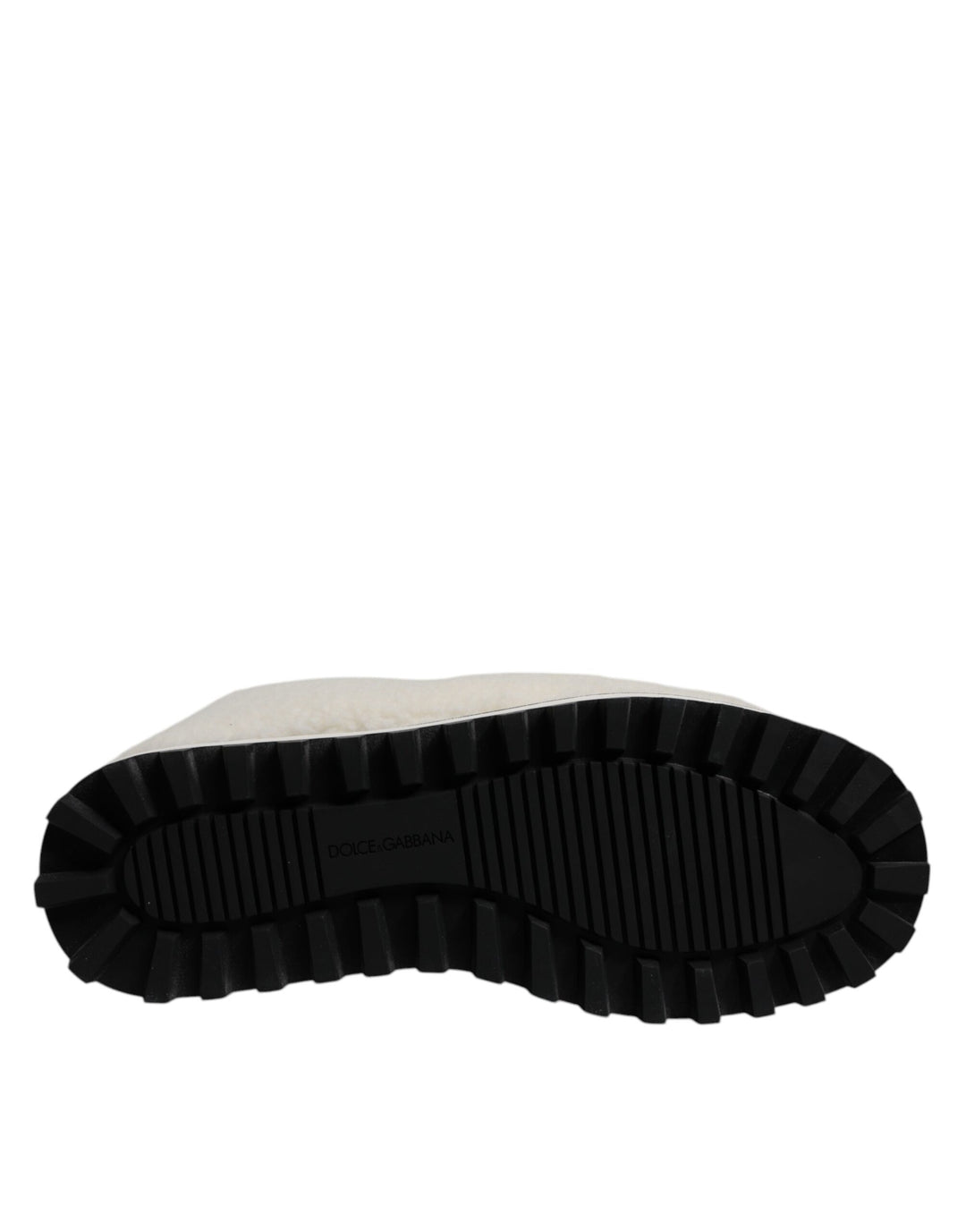 Bottes mi-mollet rembourrées blanches à logo en peluche Dolce &amp; Gabbana