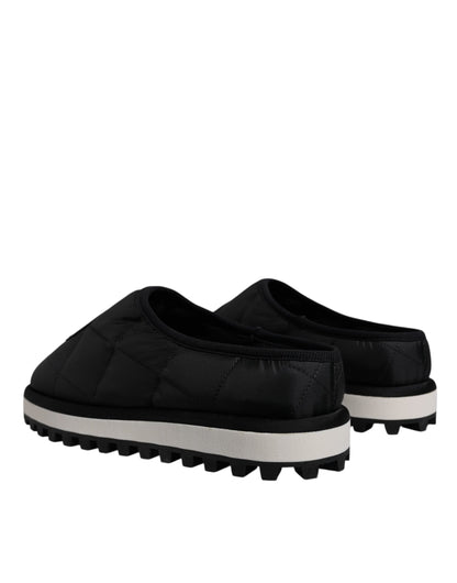 Sandalias Dolce &amp; Gabbana de nailon negro con parche del logotipo acolchado