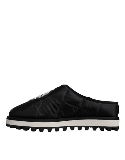 Sandalias Dolce &amp; Gabbana de nailon negro con parche del logotipo acolchado