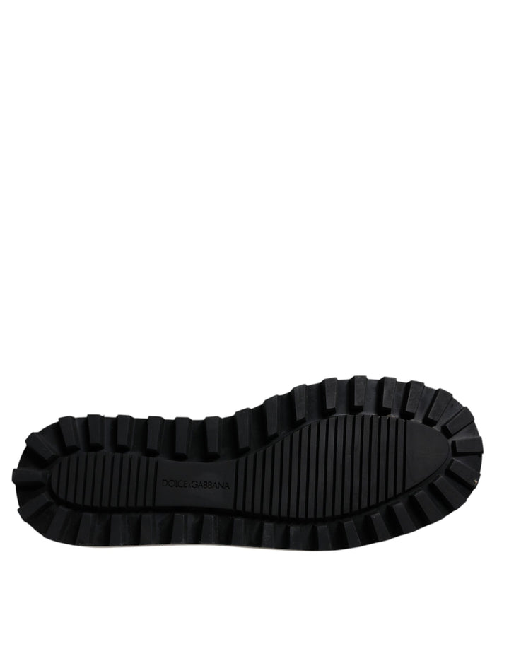 Dolce &amp; Gabbana Black Nylon Quilted Logo Patch Sandals Slides Shoes