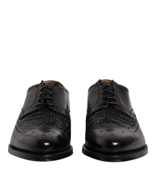 Chaussures habillées à lacets et bout golf en cuir noir Dolce &amp; Gabbana
