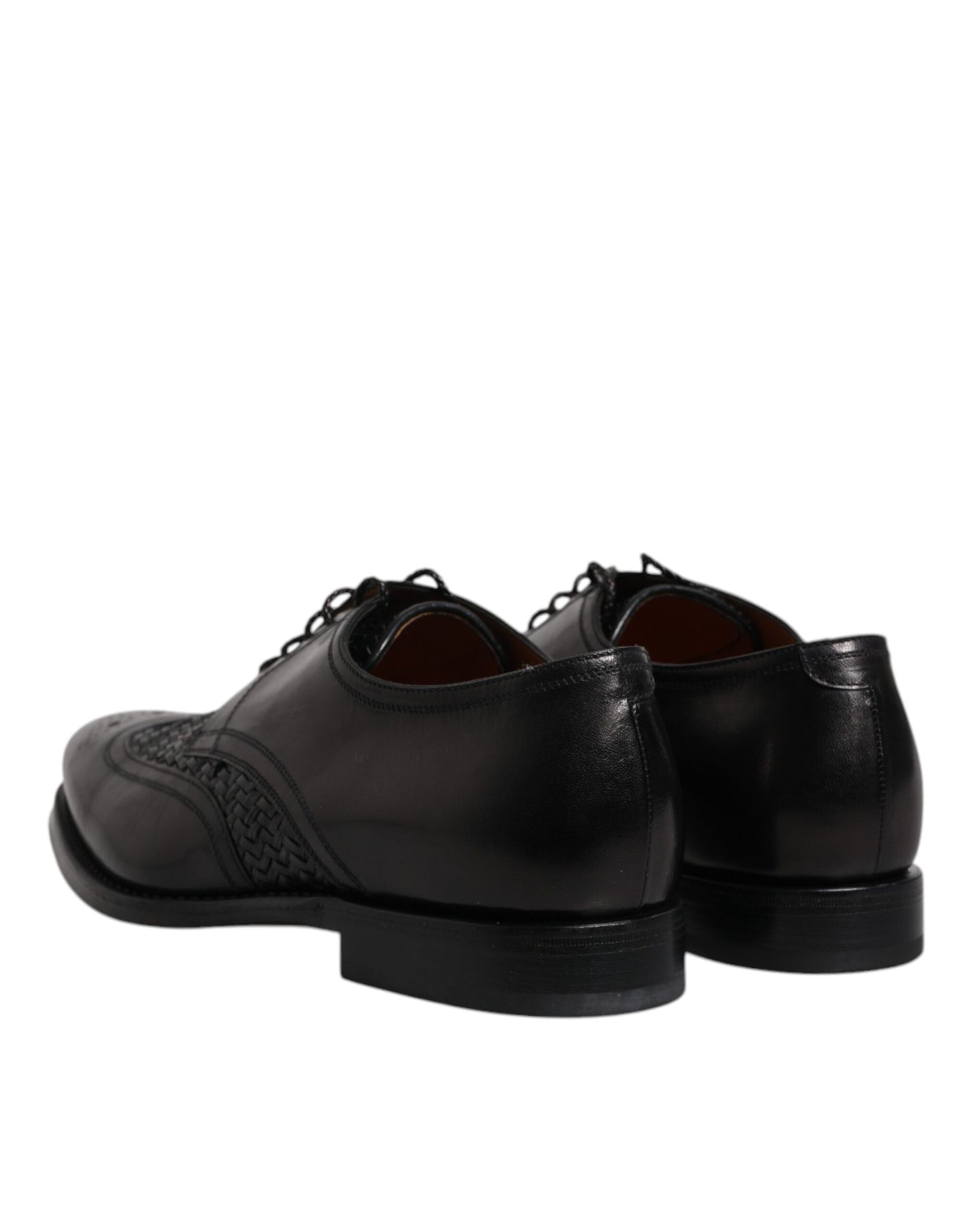 Zapatos de vestir formales con cordones y punta de ala Derby de cuero negro de Dolce &amp; Gabbana