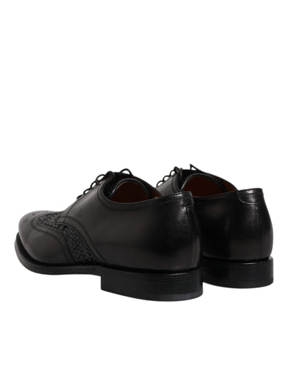 Zapatos de vestir formales con cordones y punta de ala Derby de cuero negro de Dolce &amp; Gabbana