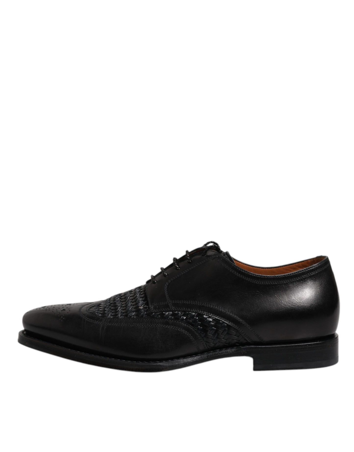 Zapatos de vestir formales con cordones y punta de ala Derby de cuero negro de Dolce &amp; Gabbana