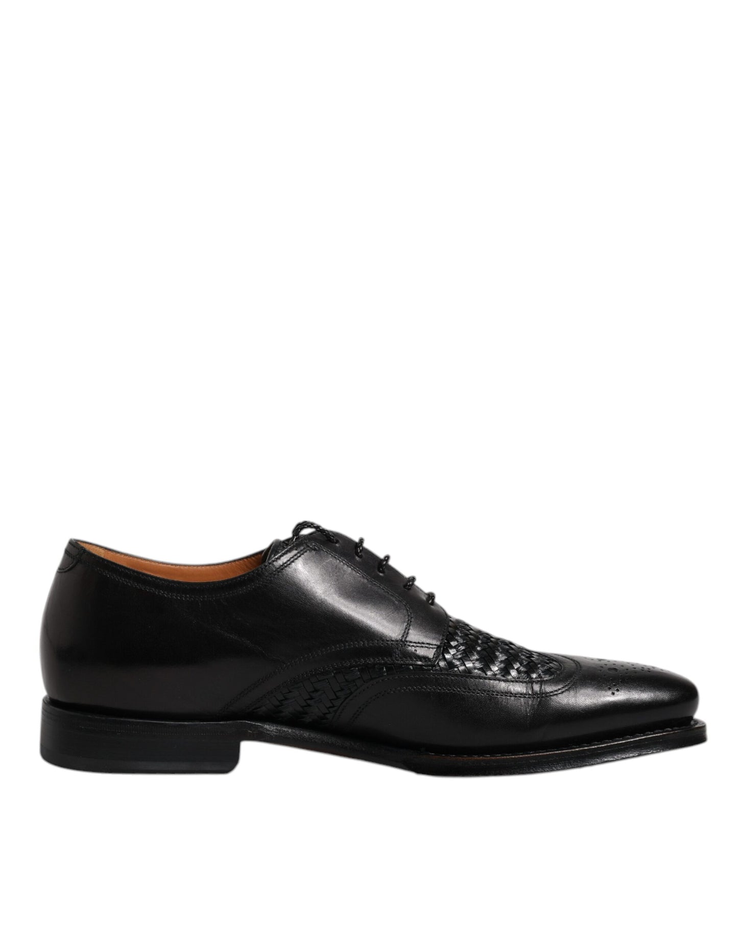 Zapatos de vestir formales con cordones y punta de ala Derby de cuero negro de Dolce &amp; Gabbana