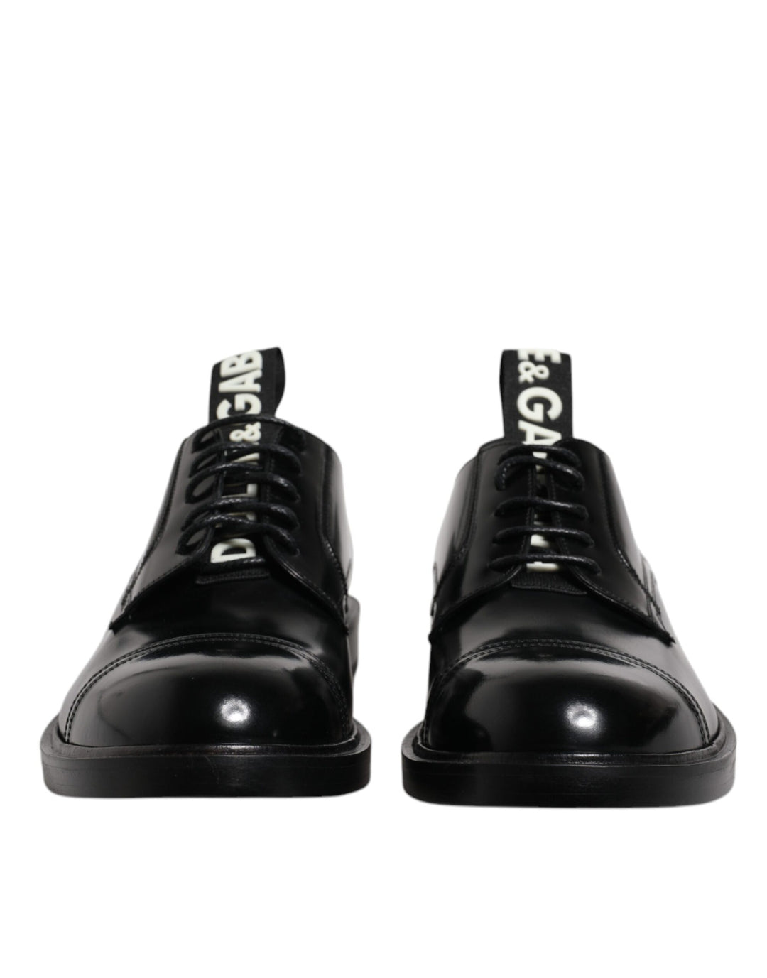 Dolce &amp; Gabbana Black Patent Leather Derby Lace Up Formal Dress Shoes