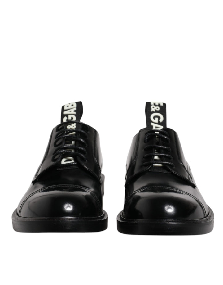 Dolce &amp; Gabbana Black Patent Leather Derby Lace Up Formal Dress Shoes
