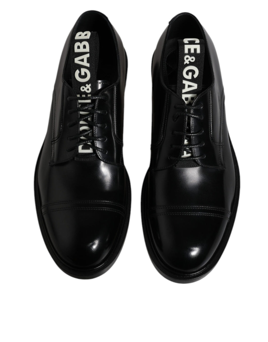 Dolce &amp; Gabbana Black Patent Leather Derby Lace Up Formal Dress Shoes