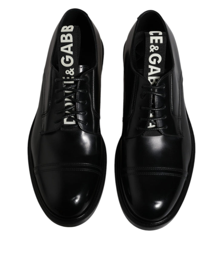 Dolce &amp; Gabbana Black Patent Leather Derby Lace Up Formal Dress Shoes