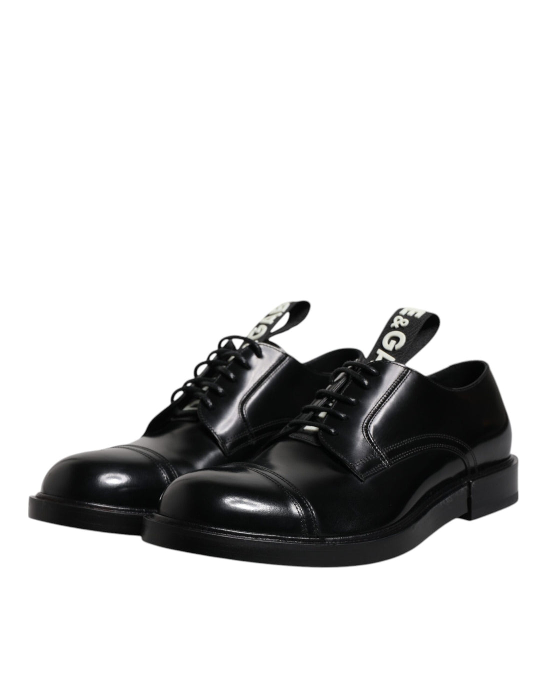 Dolce &amp; Gabbana Black Patent Leather Derby Lace Up Formal Dress Shoes