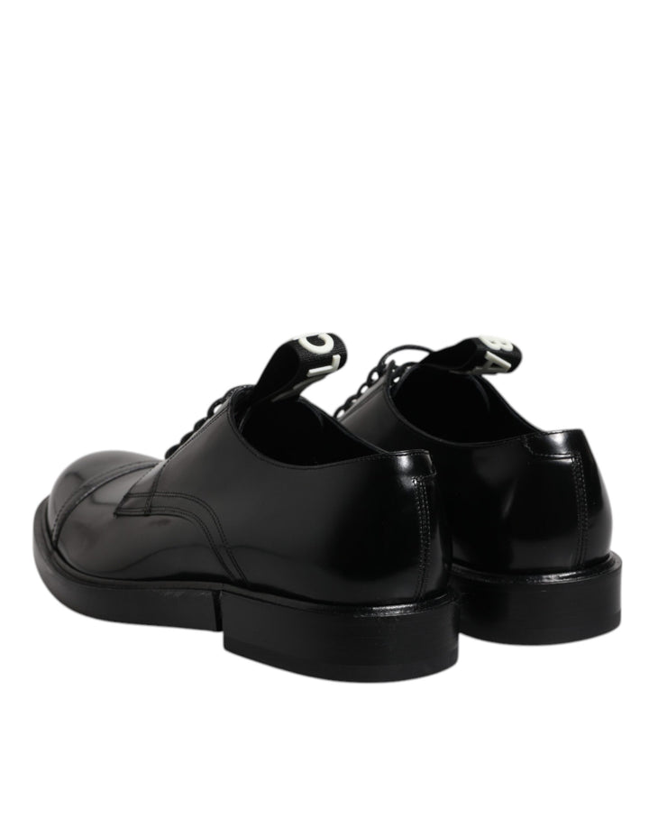 Dolce &amp; Gabbana Black Patent Leather Derby Lace Up Formal Dress Shoes